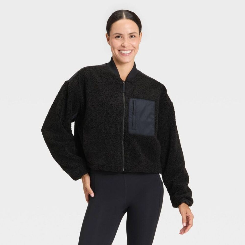 Women's High Pile Bomber Jacket - All In Motion Black XXL